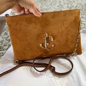 Jimmy Choo | Varenne Suede Shoulder Bag w/ JC Logo